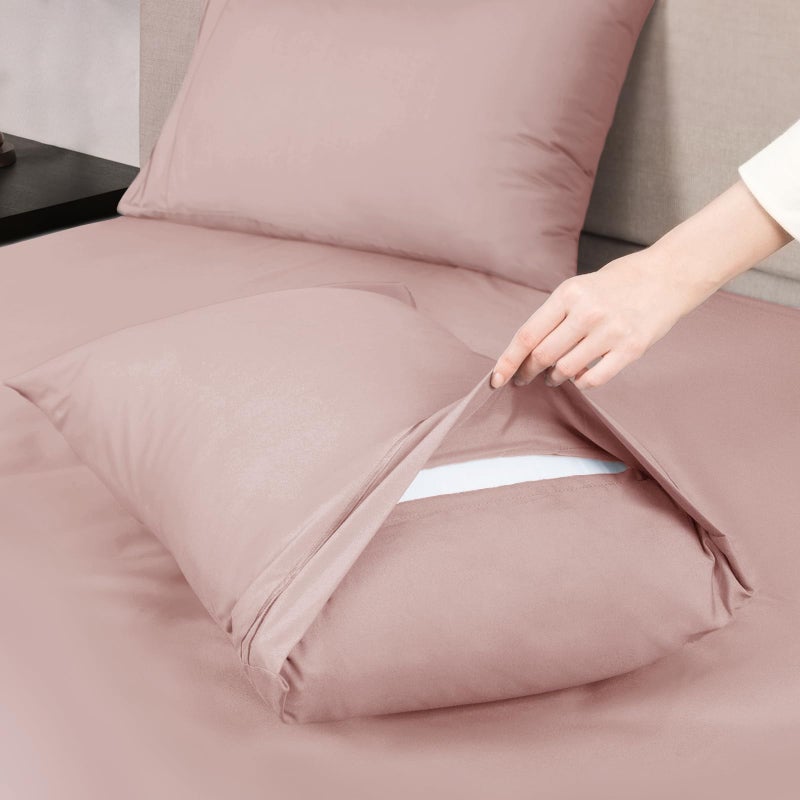 Mejoroom Twin Sheet Set - Hotel Collection Twin Sheets - Bedding Sheets & Pillowcases with Deep Pocket Fitted Sheet, Breathable, Wrinkle & Fade Resistant - 3 Piece(Dusty Pink) - Image 3